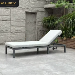 Chaise longue en aluminium de gros, chaise longue de piscine de qualité commerciale, mobilier d'extérieur