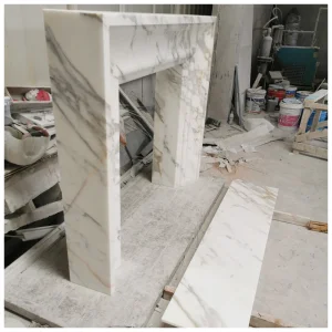 Calacatta Gold White Marble Fireplace