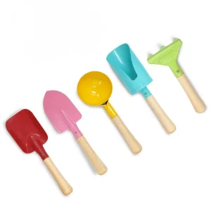 5PCS Kids Beach &amp; Garden Tool Set – Mini Metal Shovels with Wooden Handles for Digging, Sand Play &amp; Planting