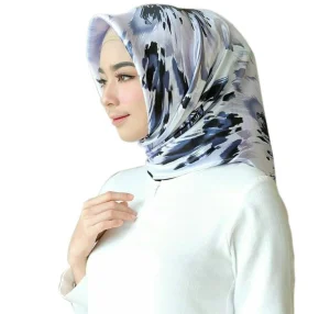 Latest Floral Printed Muslim Hijab for Women Made From Durable Polyester and Satin Material 90x90cm 4 Color Ways