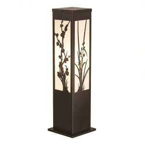 Decorative Solar Outdoor Light with Bamboo and Pine Tree Metal Cutout