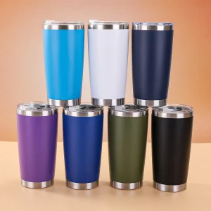 Powder Coated Car Mounted Travel Cup 304 Stainless Steel Vacuum Tumbler Stainless Steel Auto Cup Double Wall 20oz Auto Mug Sports Water Bottle with Lid