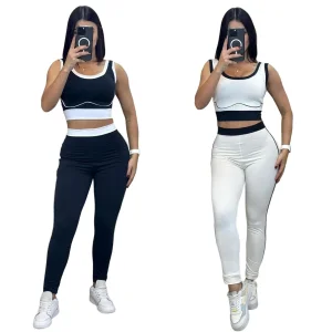 High Quality Sportswear Yoga Wear Recycled Short Sleeve 2 Piece Yoga Set Plus Size Gym Fitness Sets for Women