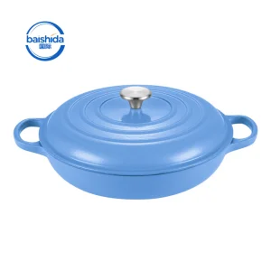 Cast Iron Dutch Oven with Enamel Coating Dual Handles Pot Lid Durable Metal Kitchen Essential