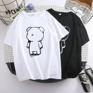 T Shirt Short Sleeve Cotton Print Plus Size