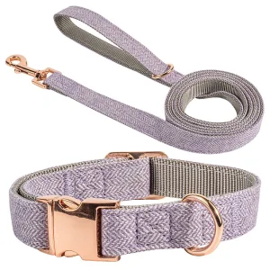 Hot Sale Rose Gold Buckle Clip Custom Color Pet Collar in Stock Adjustment Size Dog Collar and Leash Set