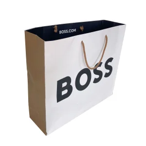 Bolsas de embalaje para regalos de alimentos, zapatos, ropa, prendas, chocolate, bocadillos, papel de cartón kraft marrón con estampado en caliente dorado, personalizado en blanco y negro