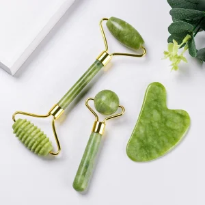 Green Vein Jade Roller Gua Sha Kit