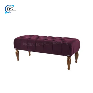 Modern Fabric Upholstery Wooden Legs Home and Office Salon Furniture Ottoman, Pouf, Stool