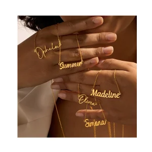 Gold Plated Fashion Fine Jewelry Stainless Steel Chain Pendant Choker Custom Personalized Name Necklaces