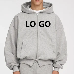 Double Zip Boxy Hoodie 100% Cotton Pullover
