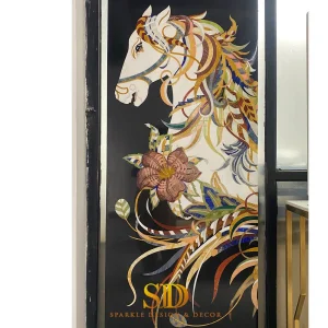 Exquisite Horse Pattern Water Jet Cutting Marble Medallion Work