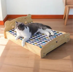 Pet Bed, Wooden Bed for Cats and Dogs, Sofa Bed, for Cats and Small Dogs, Suitable for All Seasons Wbb17406