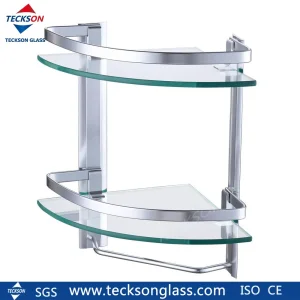 Quarter Round Triangular Corner Tempered Glass Shelf for Bathroom
