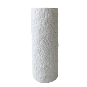 Wholesale French Elegant 3D Rose Relief White Ceramic Vase Manufacturer, Product