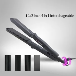 Beauty Salon Equipment Jet Black Titanium Flat Iron Hair Straightener Curling Iron
