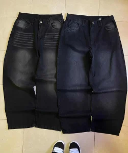 Customized Polyester Cotton Blended Loose Wide Leg Fashionable Men's Jeans