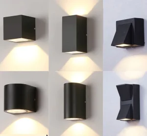 مصباح حائط LED مزدوج الرأس مقاوم للماء 10W خارجي للحديقة GU10 مثبت على الحائط بقاعدة من الألمنيوم