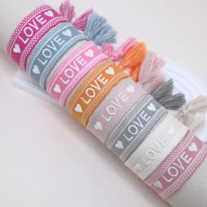 Embroidery Letter Wristband Custom Festival Fabric Woven Jewelry Bracelets