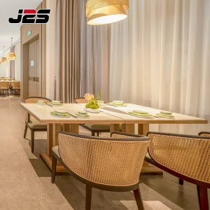 J2s Nordic Scandinavian Handmade Rattan Cane Weave Backrest Solid Wood Hotel Accent Restaurant Furniture Chair