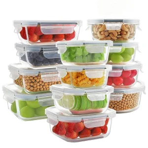High Quality Lock Lid Glass Food Storage Containers Leakproof Microwave Safe Bento Lunch Box Oven Freezer Dishwasher Suitable Kitchen Meal Prep Containers