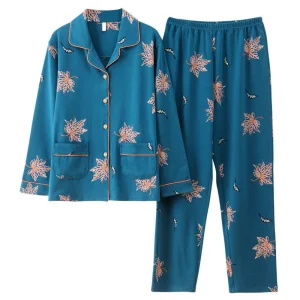 Conjunto de pijama de algodón para mujer primavera otoño