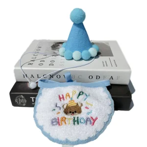 Custom Logo Pet Plush Stuffed Birthday Hat Toy Bib for Baby