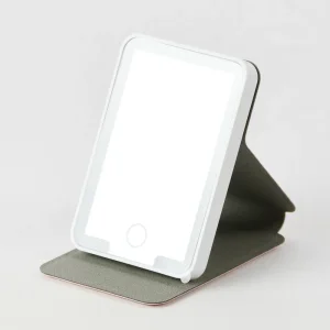 Custom PU Smart LED Vanity Rechargeable Foldable Mirror