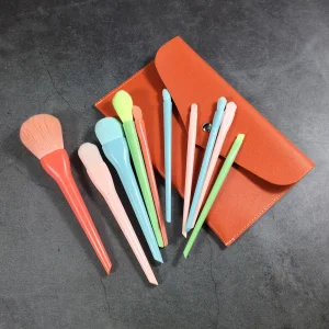 10PCS Conjunto de Pincéis de Maquiagem para Rosto e Sombra de Olhos com Cabo de Plástico de Marca Privada Profissional