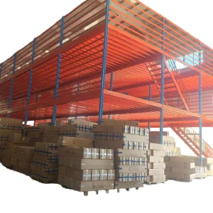 Heavy Duty Steel Mezzanine Floor Racking System with Staircase Platform for Warehouse Storage and Space Optimization