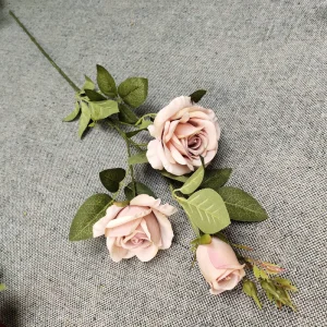Elegant Artificial 3-Head Crescent Rose Bouquet for Weddings