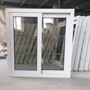 Ventana deslizante de PVC laminada doble colonial