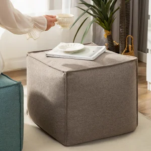 Pufe de Algodão e Linho Room Essentials para Descanso dos Pés, Decoração de Sala de Estar, Almofada