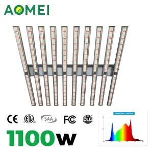 1100W Commercial LED Grow Light with 10 Bars, 0-10V &amp; Rj14 Dimming, Full Spectrum with UV &amp; IR for Greenhouse Cultivation