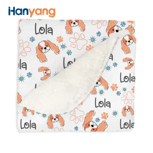 Hanyang Wholesale High Quality Low MOQ Pet Dog Blanket Soft Warm Fuzzy Plush Printing Sherpa Large Dog Blanket