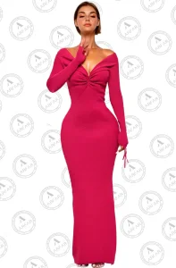 Custom Cotton Deep V Neck Bodycon Maxi Dress