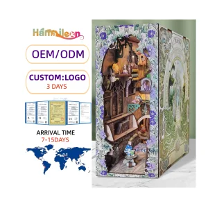 Hamaileon LED Miniature Model House Kit DIY Wooden Dollhouse Book Nook Set Q Version SJ-08 130x180x210mm Boxed Adults Teens