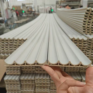 Interior Decorative Fluted 3D Wall Paper Wall Panel Fluted Wood Laminate