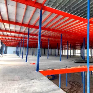 Heavy Duty Steel Industrial Mezzanine Rack 2 Layer Corrosion Protected Electrostatic Powder Coated Warehouse Shelving