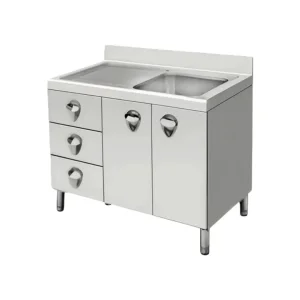 Commercial Stainless Steel Sink with Integrated Cutting Board Platform Insert for Butcher Work Areas