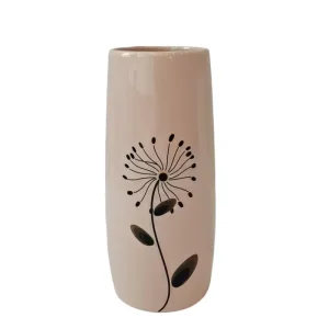 Wholesale Pink Glaze Black Hand-Painted Dandelion Ceramic Vase Factory, Factories