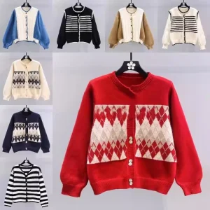 2026 Winter Cardigan Solid Color Women's Temperament Fashionable Sweater Knitted Sweater