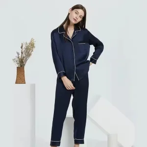 100% Conjunto de Pijamas de Seda Transpirable