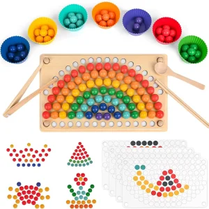 OEM Montessori Clip Beads Board Game Rainbow Puzzle