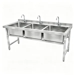 Free Standing Triple Basin Stainless Steel Sink