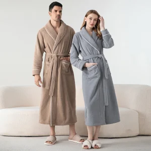 Women's Men's Couple's Nightgown Bathrobe European-American Style Ant-velvet Knee Length Turn-down Collar Collar Thermal