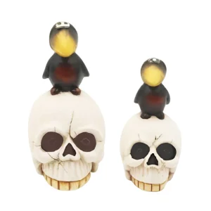 Wholesale Hand-Painted Ceramic White Skull Head with Tiny Body – Halloween Figurine HDFS8126 Supplier, Factory