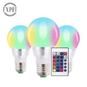 Fxpot Smart LED Light Coloured Support Smart Dimmable Light Home RGB Multi Colour LED Changing Remote Switch Light Bulb