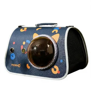 Bulk Order Pet Carrier Backpack Foldable Cartoon Pattern Space Capsule Shape Stress Reducing Shower Window 3-Sided Ventilation