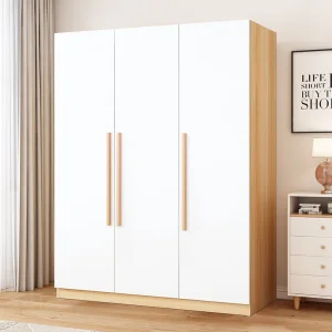 French Style Minimalist Wood Wardrobe